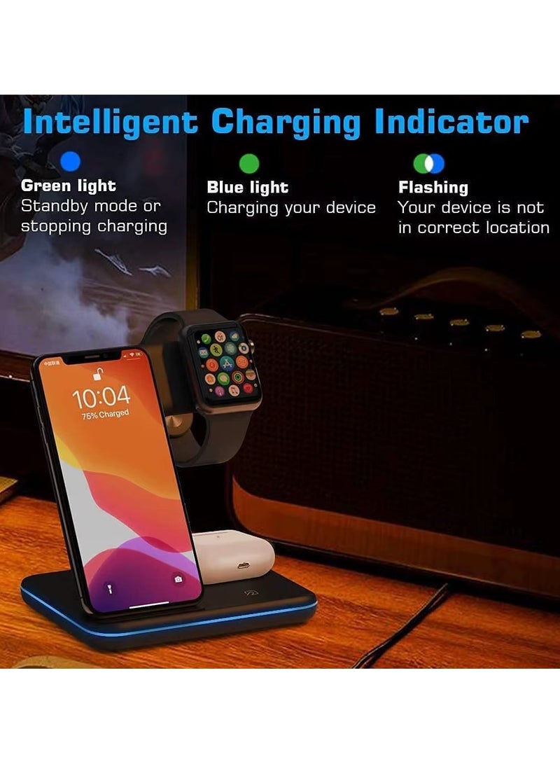 General 4-in-1 Wireless Charging Station with LED Lamp – 30W Fast Wireless Charger Stand for Phones, iWatch Series, AirPods, and More | Multi-Device Charging Dock for iPhone 15/14/13, Samsung Galaxy, Androi  - Image 1