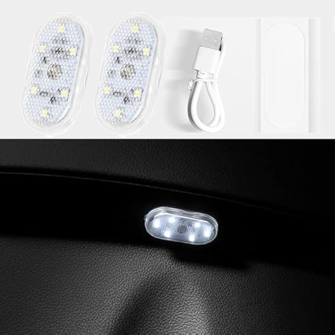 rayihni Car Lights Interior Portable Small Incar Led Touch Lights With 2 Bright Lamp Beads Usb Rechargeable Lighting Light Car Emergency Light Warm White Light - Image 1