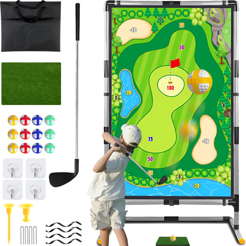 Cecnamt Golf Chipping Game Battle Golf with DoubleSided Hitting Mat Stand Chip Sticky Practice Game for Adults Kids Indoor Outdoor - Image 2