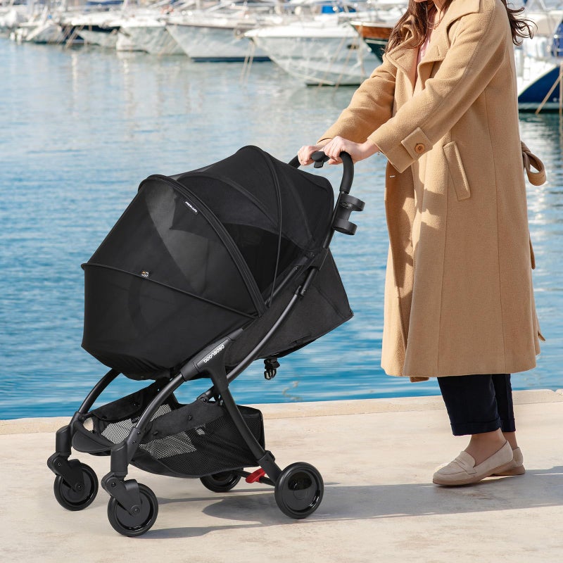 Beberoad Love Universal Stroller Sunshade and Mosquito Net, 2-in-1 UV Protection Tent Cover with 2-Way Zipper for Stroller (Black) - Image 2