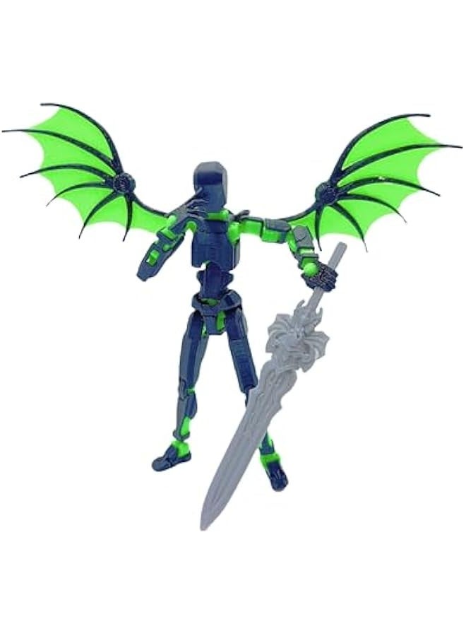 Dummy13 Action Figure Set | Pre-Assembled 3D Printed Titan and Robo Figures | Highly Articulated Robot Toys with Interchangeable Accessories |  for Collectors and Hobbyists (Black Green) - Image 2