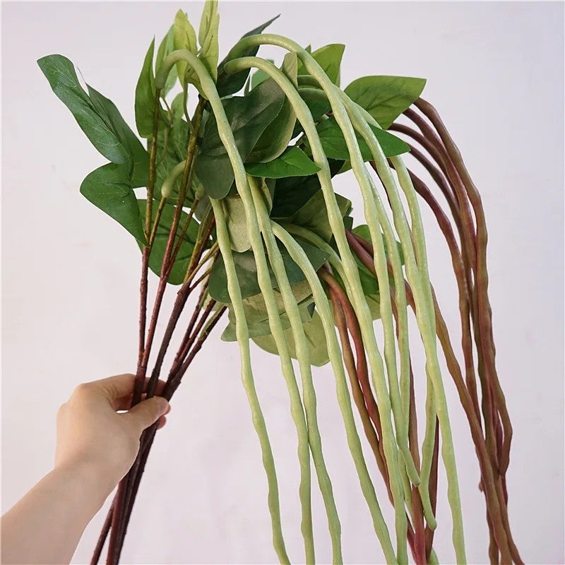 Bluejw L-009 Realistic Artificial Bean Vine Greenery - Real Touch Fake Vegetables Wall Hanging Decor for Wedding Graduation Christmas Chinese New Year - Image 2