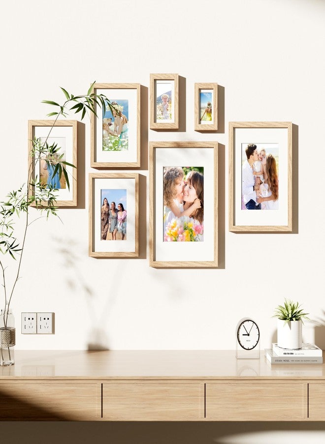 decorUhome 8x10 Picture Frame Set of 10, Display Pictures 5x7 with Mat or 8x10 without Mat, Natural Photo Frame with Plexiglass for Picture Frames Collage Wall Decor, Natural, 8x10 - Image 5