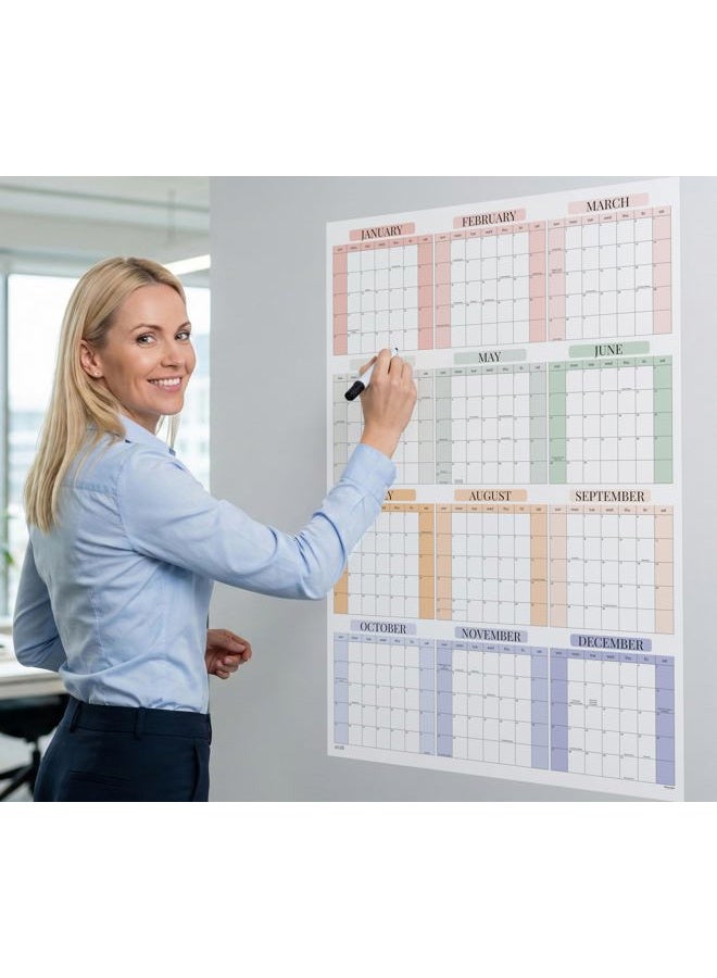 CLEVER SIGNS Dry Erase Wall Calendar 2026, 27×39 in — Double-Sided Yearly Planner (Dated & Undated), Reusable Write & Wipe, Large Wall Planner for Home, Office, Classroom — Rolled Poster. - Image 2