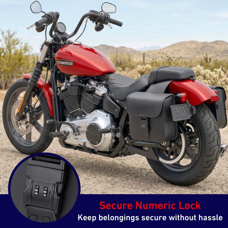 Nomad USA حقائب دراجات نارية نوماد - حقيبة سرج عالمية قابلة للرمي للدراجات الكلاسيكية، السياحية والشوبير - متينة، مقاومة للماء، قفل رقمي آمن، سهلة التركيب، تخزين للراكب - Image 2