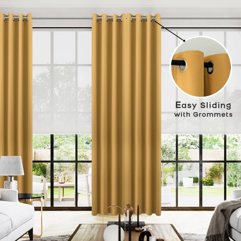 KOUFALL الستائر الفاخرة الأنيقة في Koufall لغرفة المعيشة Gold Gold Room Darkening Blackout Strucs لغرفة النوم الزجاجية المنزلق مجموعة باب من 2 لوحات 102 بوصة - Image 2