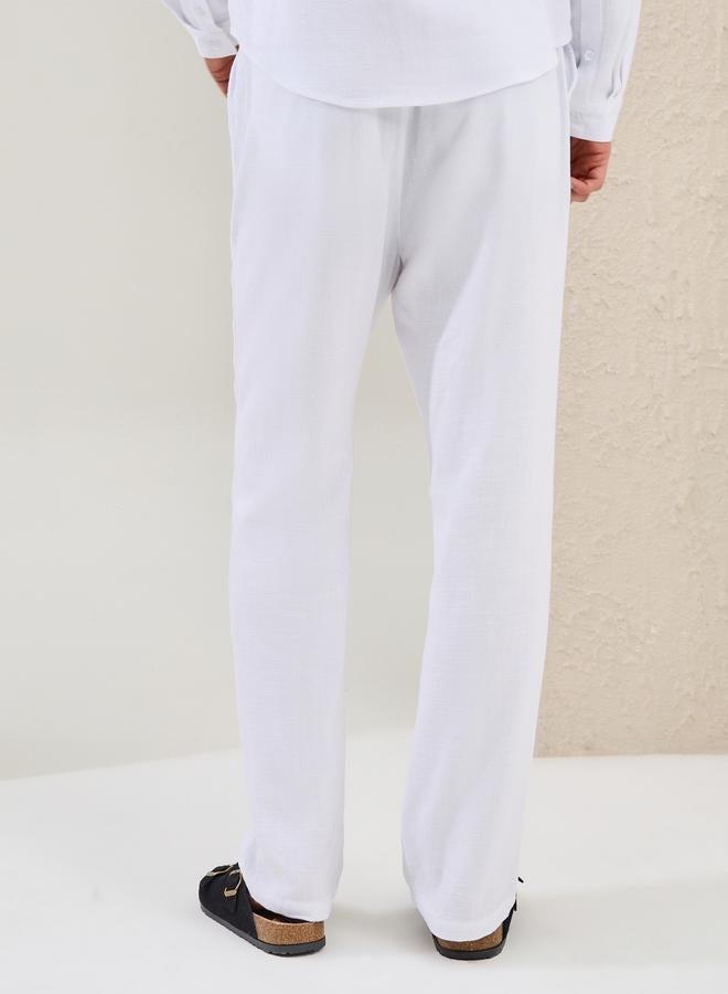 Styli Plain Linen Blend Slim Fit Trousers  - Image 5