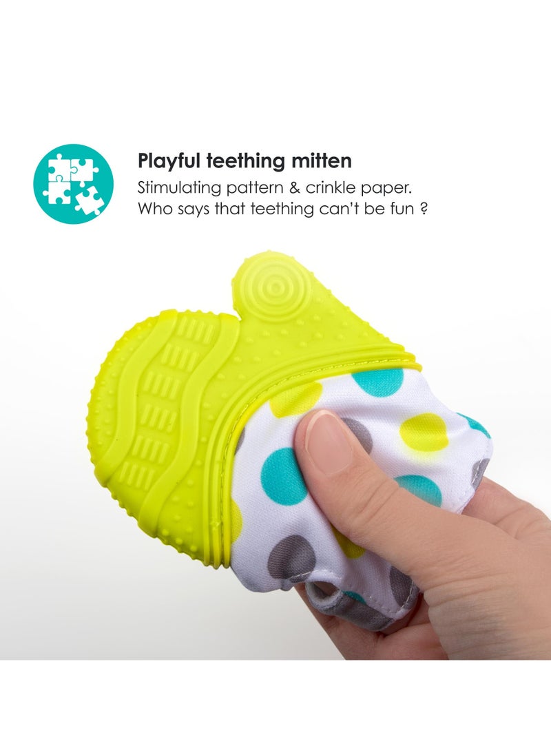 bbluv bblüv Glüv Baby Teething Mitten – Soft Silicone, BPA-Free, Crinkle Sound, Adjustable Strap, Soothing & Safe for Infants 3M+, Washable & Travel Bag Included  - Image 4
