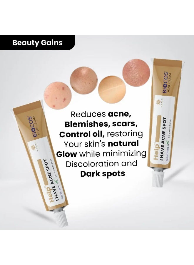 BIOCOS COSMETICS Anti Acne Cream With Aloe Vera, Neem Extract, Bitter Gourd And Zinc Oxide, Blemish Care Cream, 12g, Pack Of 2 - Image 2