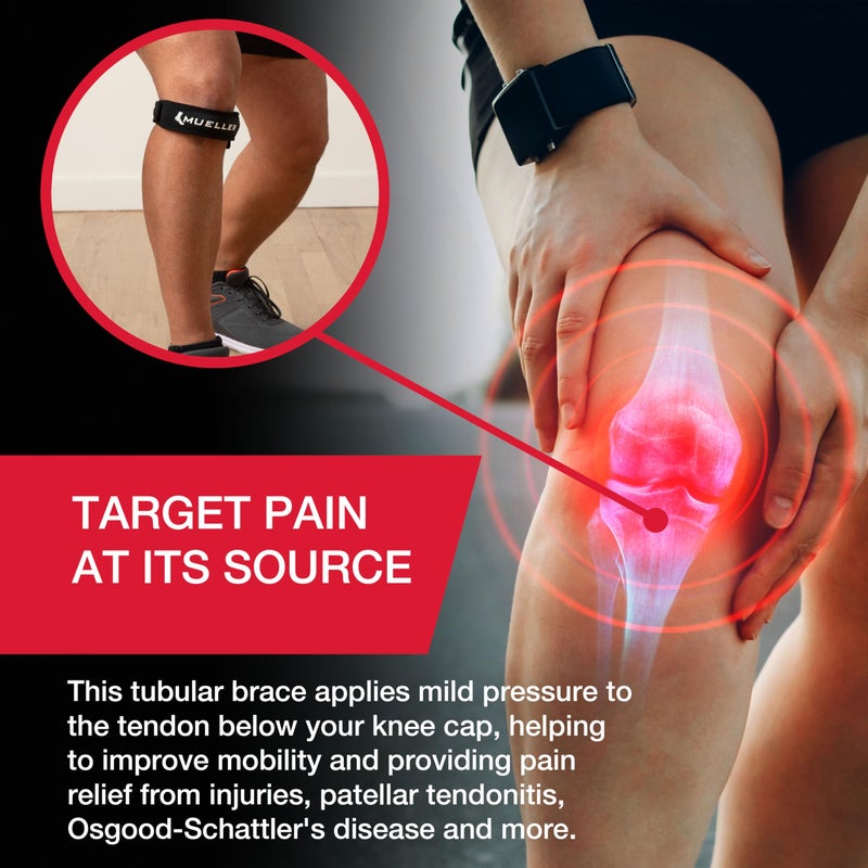 MUELLER Sports Medicine Jumper's Knee Single Strap for Men and Women, Knee Compression and Pain Relief Support, Ideal for Osgood-Schlatter's, Patellar Tendinitis, Black, One Size - Image 5