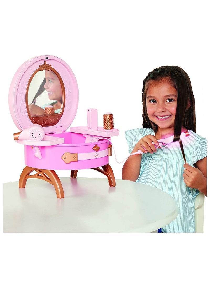 Disney طقم مكياج السفر بأسلوب أميرات ديزني، يعمل بالبطارية | ملحقات تجميل واقعية | لعب تخيلي وتغيير ملابس | تمثيل أدوار | تغيير ملابس عصرية | مجموعة ألعاب تجميل | هدية للفتيات - Image 3