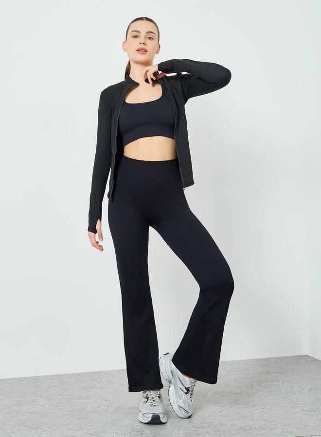 Styli Active Women Black Broad Contour Thumbhole Jacket - Image 2