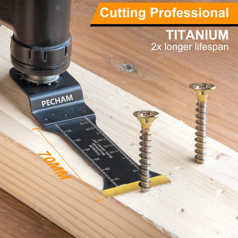 PECHAM 128PCS Oscillating Tool Blade, Wood Metal Cutting and Sandpaper Oscillating Tool Accessories with Titanium Quick Tooth Japanese Tooth Multitool Blade Fit More Oscillating Tools - Image 2