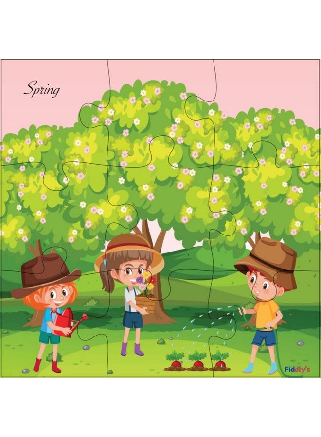 Fiddlys Wood Jigsaw Puzzles For Kids & Children -9 Pieces Age 3+ (Seasons Pack Of 4) - Image 3