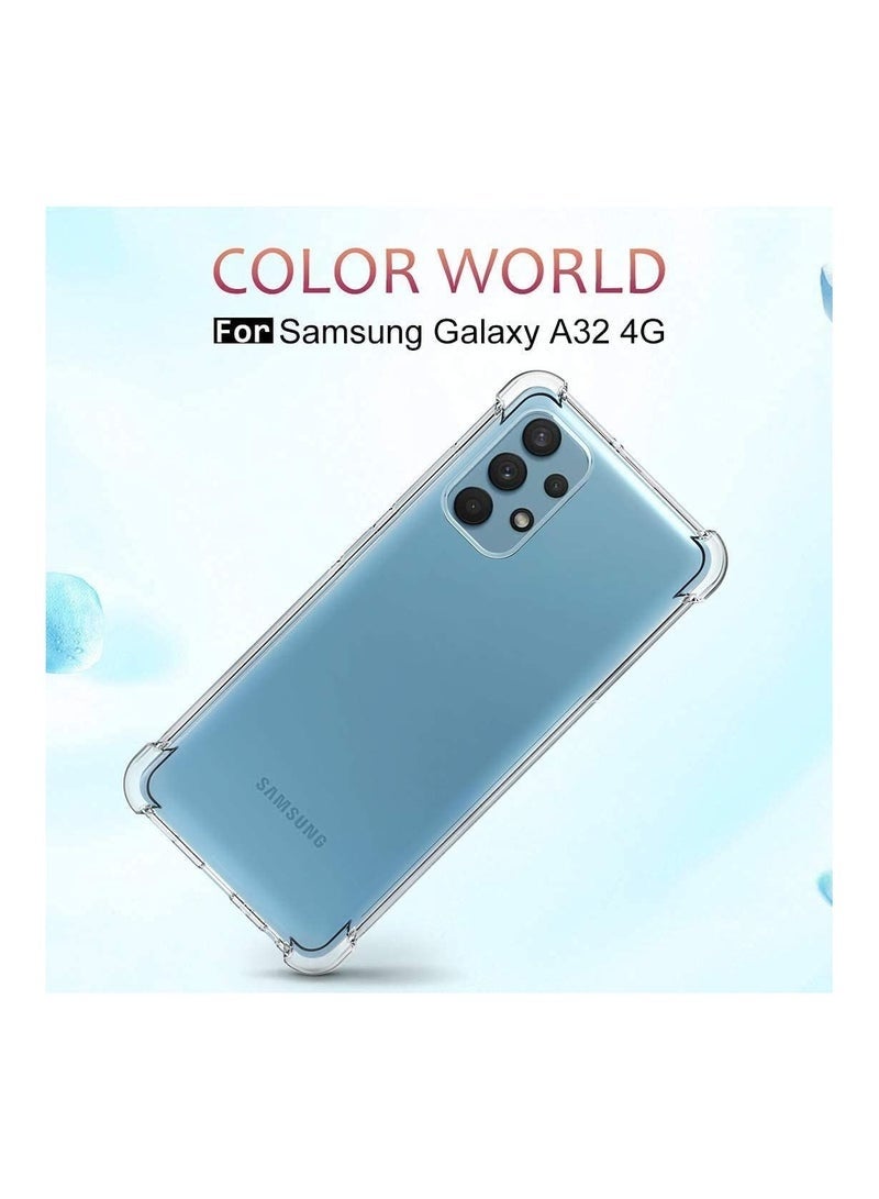 ليدين جراب شفاف لهاتف Samsung Galaxy A32 4G جراب خلفي مرن ناعم من السيليكون مقاوم للصدمات ومضاد للخدش مع زاوية معززة ومتوافق مع Samsung Galaxy A32 4G شفاف - Image 4