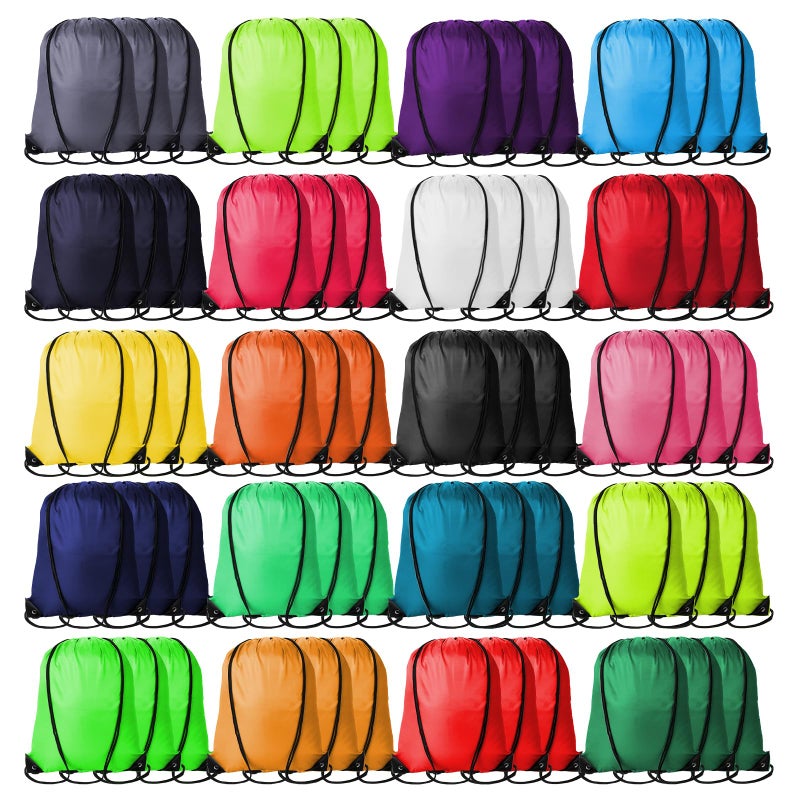 Kuhome 60Pcs Drawstring Backpacks Bulk String Bag Cinch Sack Pack Storage Knapsack Polyester Gift Bags Sports Drawstring Bags for Trip Gym Party Bags(20 Colors) - Image 1