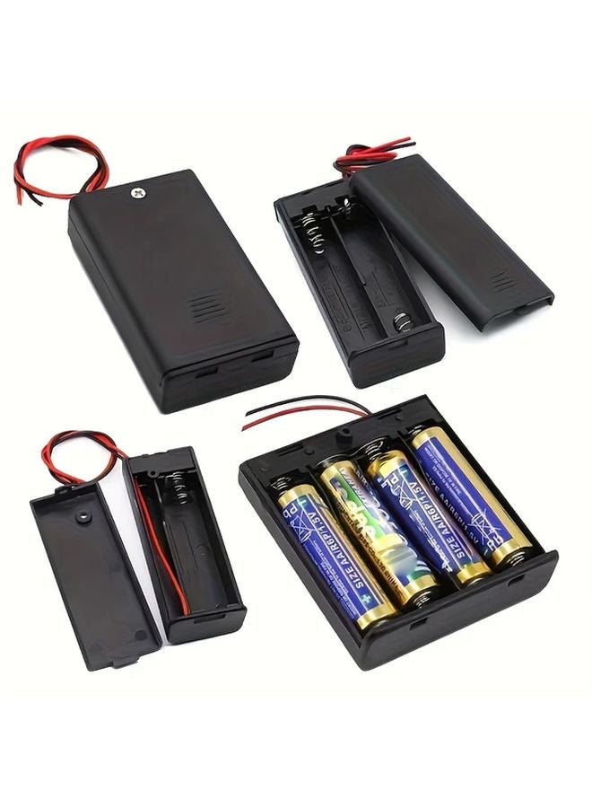 AA Battery Holder With ON OFF Switch 1 2 3 4 Slot Black Plastic Case Red Wires - Image 2