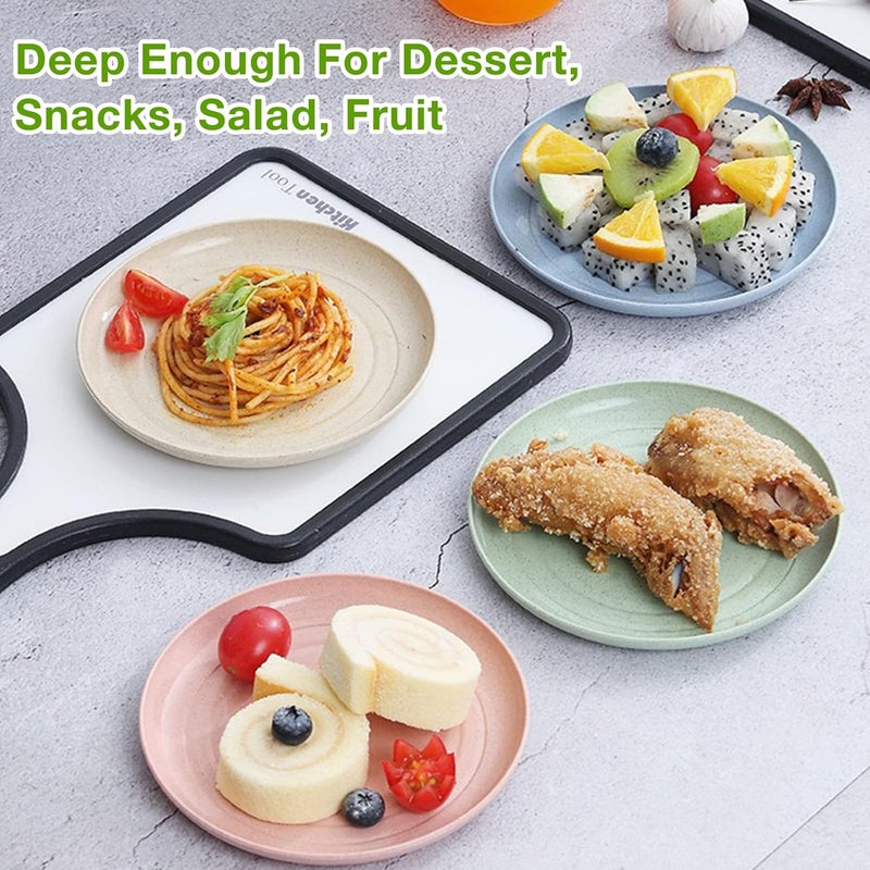 Mfacoy 6 PACK Unbreakable Dinner Plates, 6.9 Inch Wheat Straw Plates, Reusable Deep Plastic Plate, Lightweight Salad Plates for Camping/Kitchen, Dishwasher & Microwave Safe, Kids-toddler & Adult - Image 3