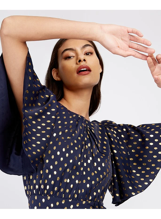 Little Mistress Little Mistress Navy Foil Midaxi