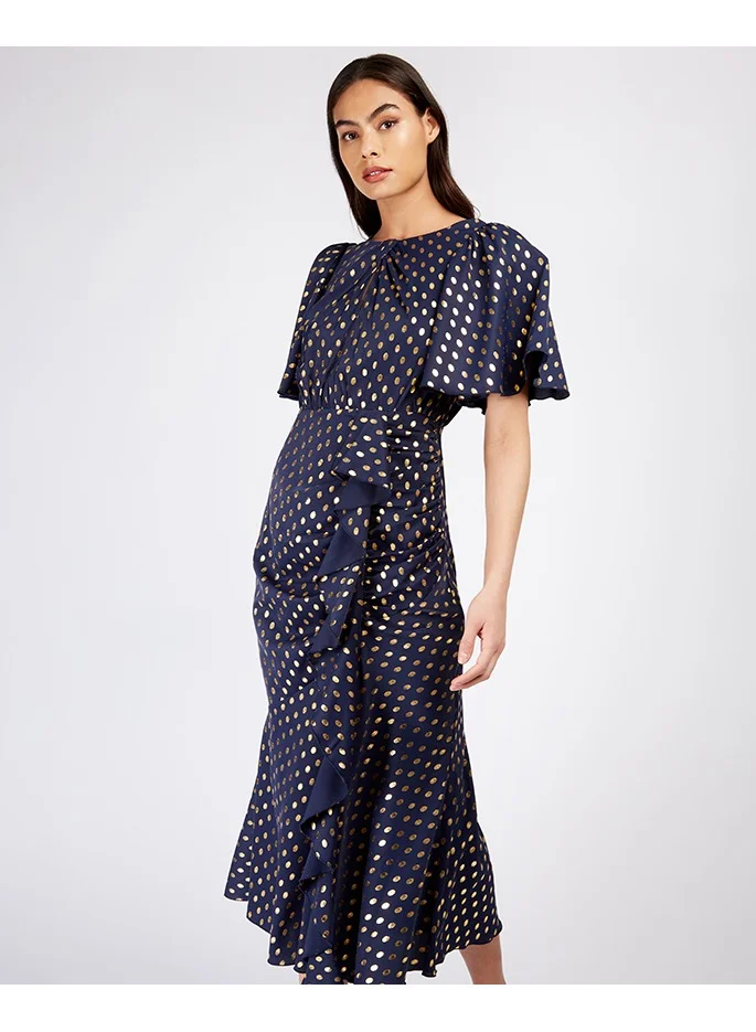 Little Mistress Little Mistress Navy Foil Midaxi