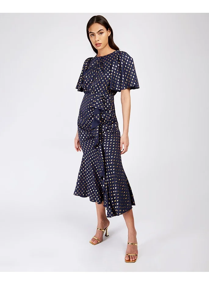 Little Mistress Little Mistress Navy Foil Midaxi