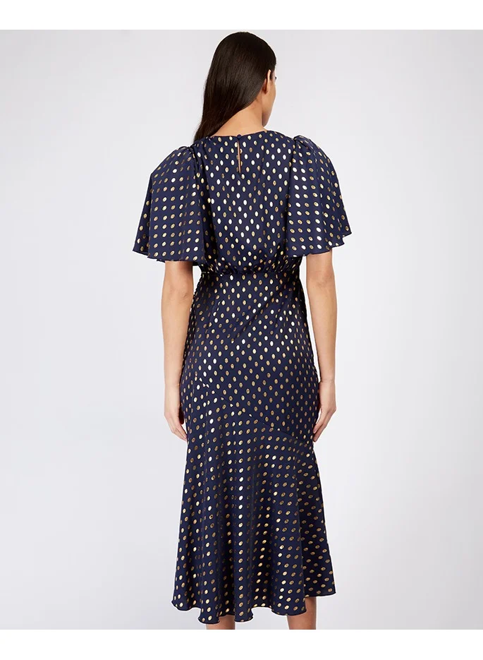 Little Mistress Little Mistress Navy Foil Midaxi