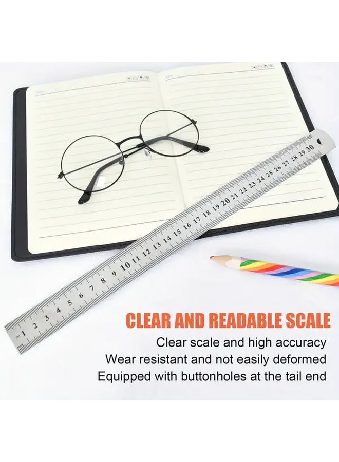 Set Of 3 Silvery Stainless Steel Metal Measuring Rulers Precision Drawing Tools With Caliper - Image 3