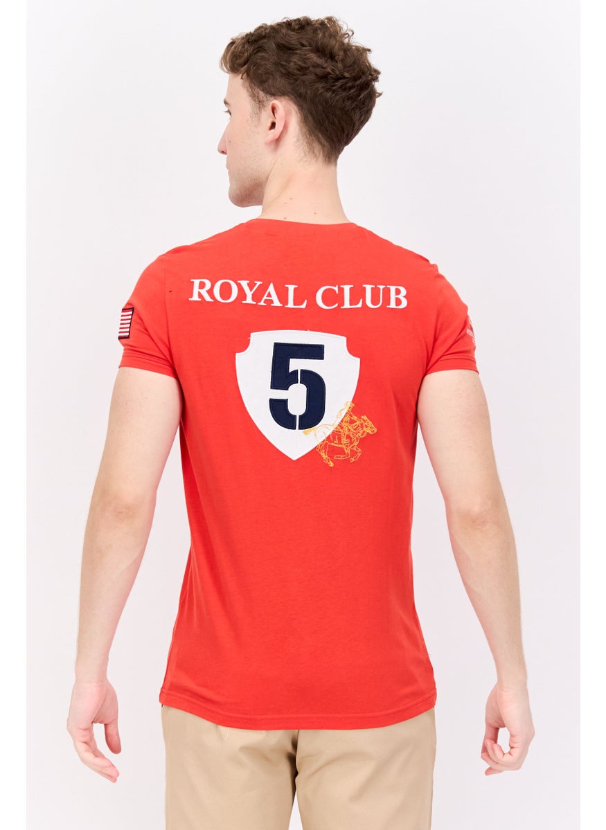 Canadian Peak - Men V Neck Short Sleeves Graphic Print T-Shirt, Red Combo - Image 1
