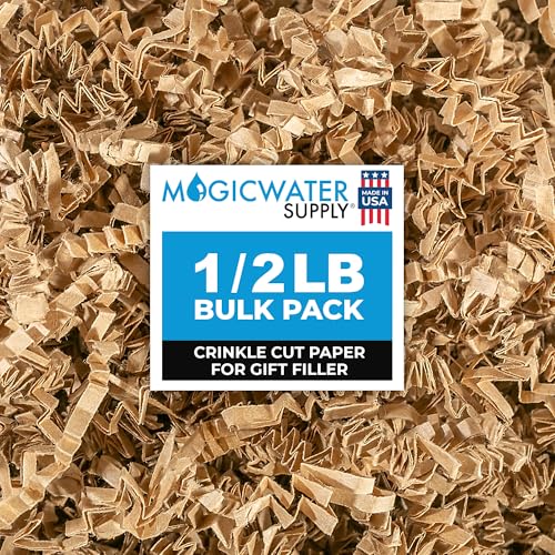 MagicWater Supply MagicWater Crinkle Cut Paper for Gift Baskets - 1/2 LB - Kraft - Perfect for Shredded Paper Filler, Basket Filler, Gift Boxes, Bridesmaid Gifts, Halloween Stuffers & More – Ideal for All Occasions - Image 1
