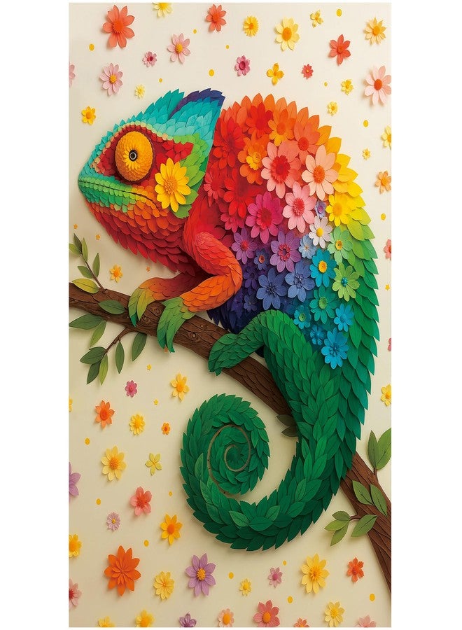 BenBen Puzzles for Adults 500 Pieces, Floral Chameleon Jigsaw Puzzles with Patterns on Back, Challenging Animal Puzzle for Family Game Night, Home Décor - Image 1