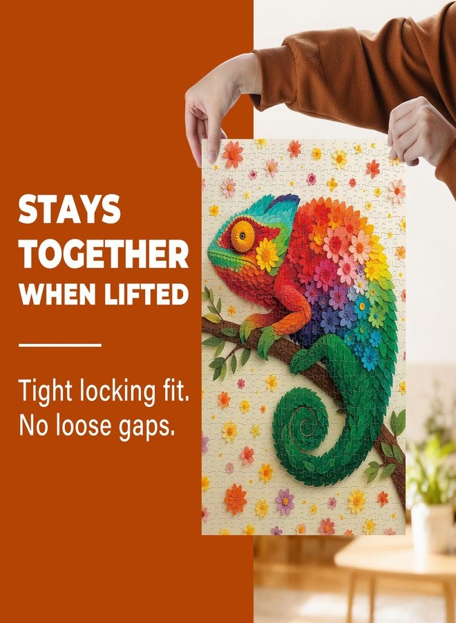 BenBen Puzzles for Adults 500 Pieces, Floral Chameleon Jigsaw Puzzles with Patterns on Back, Challenging Animal Puzzle for Family Game Night, Home Décor - Image 3
