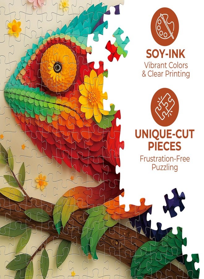 BenBen Puzzles for Adults 500 Pieces, Floral Chameleon Jigsaw Puzzles with Patterns on Back, Challenging Animal Puzzle for Family Game Night, Home Décor - Image 4