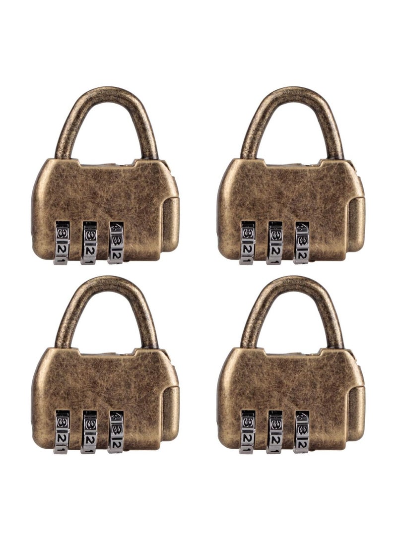 4pcs Mini Password Padlock Antique Password Padlock Retro Combination Lock for Storage Box Jewelry Box Cabinet Drawer Suitcase Travel Bag 