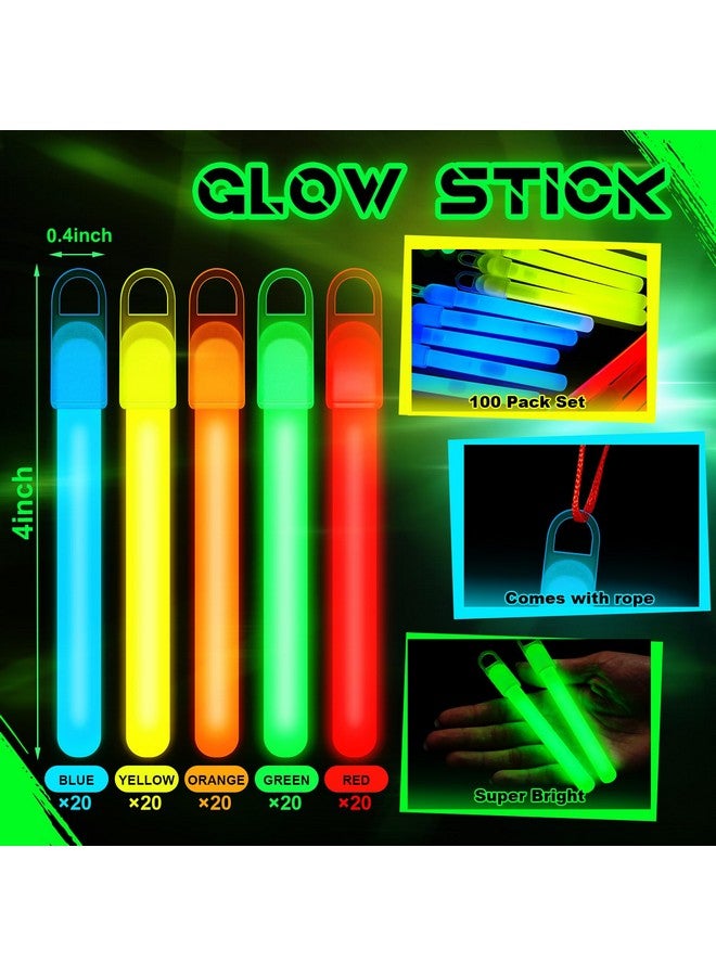 Lewtemi Lewtemi 4" or 6" 100 Pack Bright Glow Sticks Bulk, Glow in The Dark Party Supplies Birthday and Holidays Party Favors(Colorful,4 Inch)  - Image 2