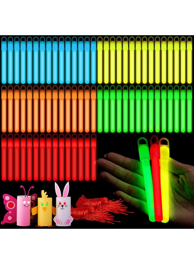 Lewtemi Lewtemi 4" or 6" 100 Pack Bright Glow Sticks Bulk, Glow in The Dark Party Supplies Birthday and Holidays Party Favors(Colorful,4 Inch)  - Image 1