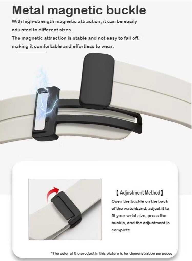 سوار ساعة رياضي ناعم من السيليكون مع مشبك مغناطيسي يناسب Apple Watch Ultra 2/Ultra Series 9/8/SE الجيل الثاني/7/SE/6/5/4/3/2/1 متوافق مع أحجام العلبة 42/44/45/49 مم - Image 4