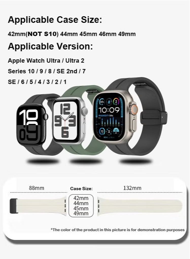 سوار ساعة رياضي ناعم من السيليكون مع مشبك مغناطيسي يناسب Apple Watch Ultra 2/Ultra Series 9/8/SE الجيل الثاني/7/SE/6/5/4/3/2/1 متوافق مع أحجام العلبة 42/44/45/49 مم - Image 5
