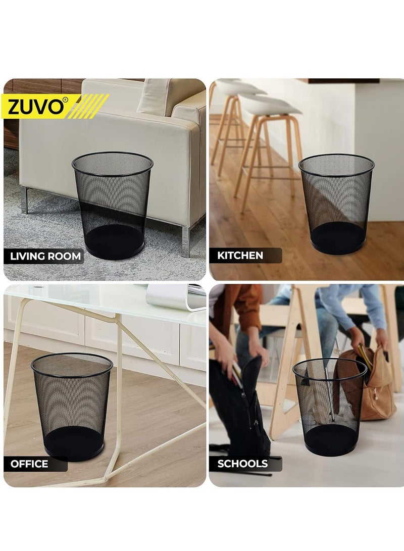 Black Metal Mesh Waste Bin 12 litter - Round Office Dustbin - Home & Office Trash Can  - Image 3