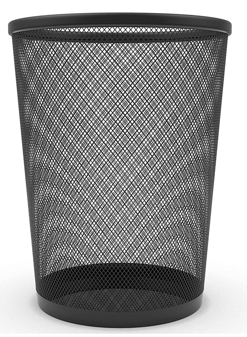 Black Metal Mesh Waste Bin 12 litter - Round Office Dustbin - Home & Office Trash Can  - Image 1