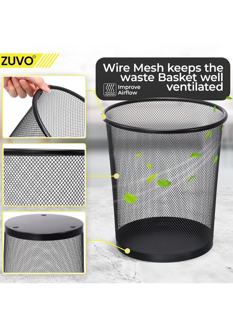 Black Metal Mesh Waste Bin 12 litter - Round Office Dustbin - Home & Office Trash Can  - Image 4