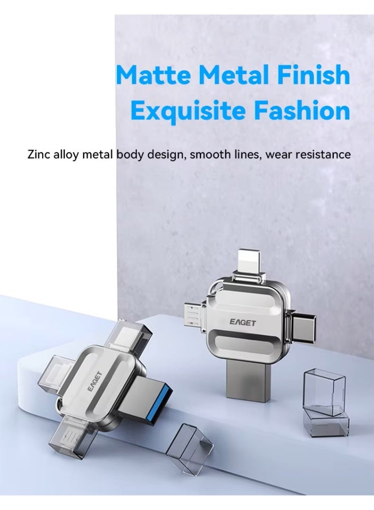 EAGET i71 4-in-1 Multi-Interface Flash Drive – USB 3.0 / Type-C / Lightning / Micro USB (256 GB) - Image 5