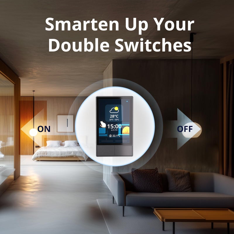 SONOFF NSPanel Smart Switch - 2-Switch Panel Home Control With Touchscreen, Temperature Function, Lights Control - Compatible With Alexa and Google Home, Black - Image 4