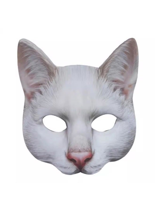 Hosfairy 1Pcs Halloween Half Face Cat Mask Animal Cat Mask for Halloween Christmas Easter Novelty Costume Party Accessory（Style B） - Image 4