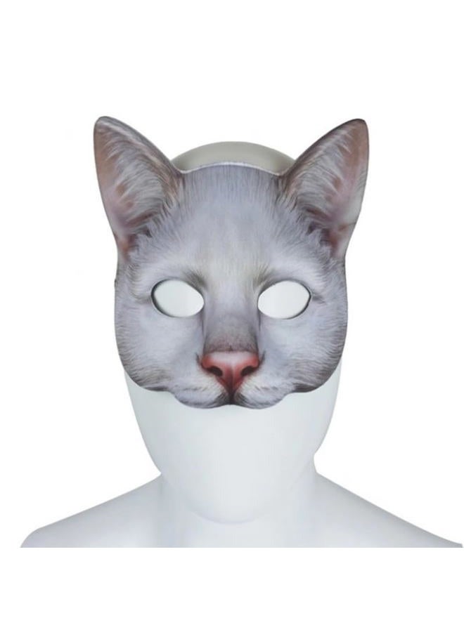 Hosfairy 1Pcs Halloween Half Face Cat Mask Animal Cat Mask for Halloween Christmas Easter Novelty Costume Party Accessory（Style B） - Image 5