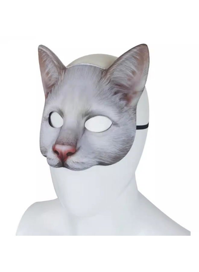 Hosfairy 1Pcs Halloween Half Face Cat Mask Animal Cat Mask for Halloween Christmas Easter Novelty Costume Party Accessory（Style B） - Image 3