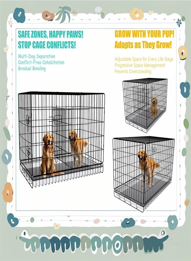 MENGSTER Dog Crate Divider Panel - 2 Pack Black Metal, Compatible with 42"-48" & Other Crate Sizes, 28" H x Adjustable Width 19.96"-36.61"(Dog Crate NOT Included) - Image 5