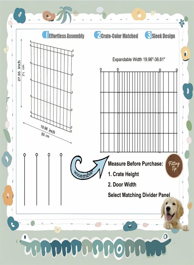 MENGSTER Dog Crate Divider Panel - 2 Pack Black Metal, Compatible with 42"-48" & Other Crate Sizes, 28" H x Adjustable Width 19.96"-36.61"(Dog Crate NOT Included) - Image 2