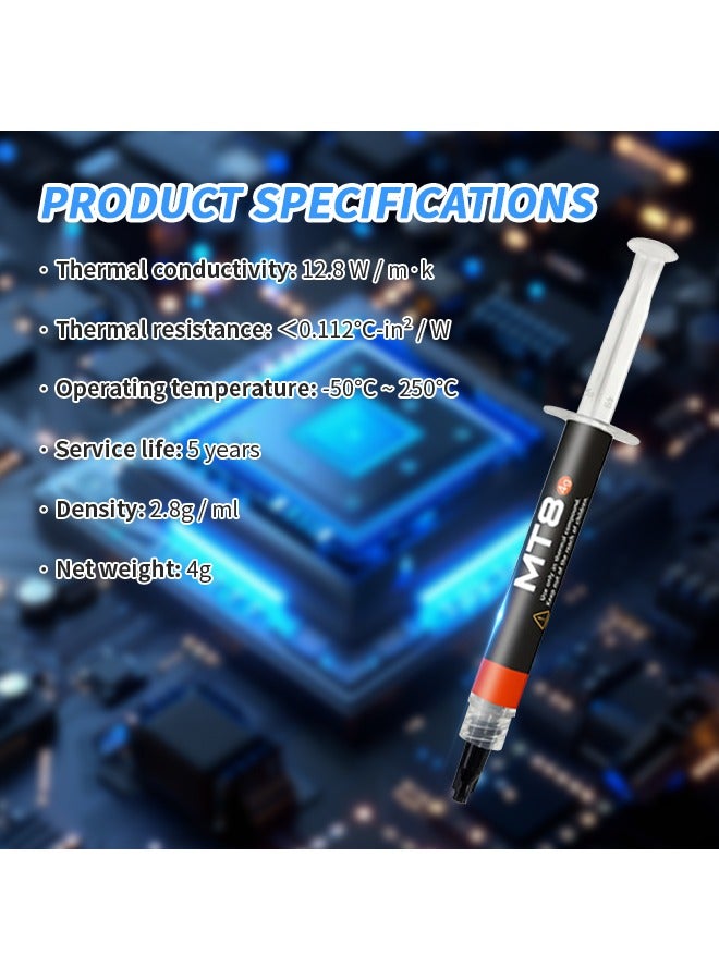 Professional Grade Thermal Paste 4g Tube Thermal Grease Ultra Cooling Thermal Compound - 12.8W/m·K, Nano Spherical Particles  5 Years Lasting for CPU, GPU, Laptop, Overclocking