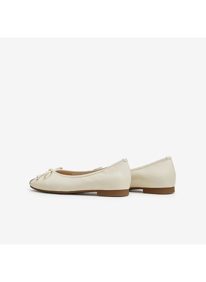 Basto 24 Autumn Fashion Bowknot Square Toe Low-cut Women's Flats A4502cq4 Off-white Size 35 - Image 2