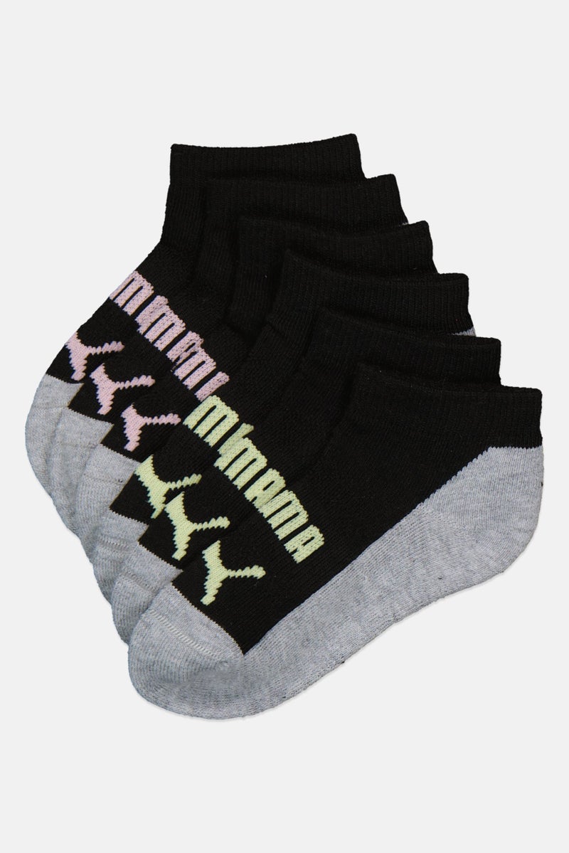 PUMA Toddlers Girl 6 Pairs Brand Logo Low Cut Socks, Multicolor - Image 1